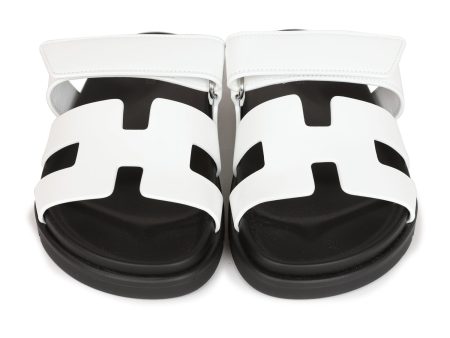 Hermes Chypre Sandals White Calfskin Palladium Hardware 35.5 EU Cheap