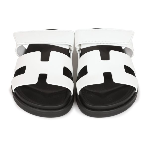 Hermes Chypre Sandals White Calfskin Palladium Hardware 35.5 EU Cheap