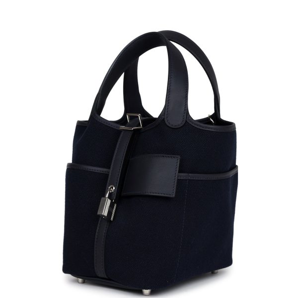 Hermes Picotin Cargo 18 Caban Swift and Black Toile Canvas Palladium Hardware Online