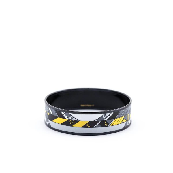 Hermes Black & Yellow Enamel Wide Astrologie Nouvelle Bangle Size L Cheap