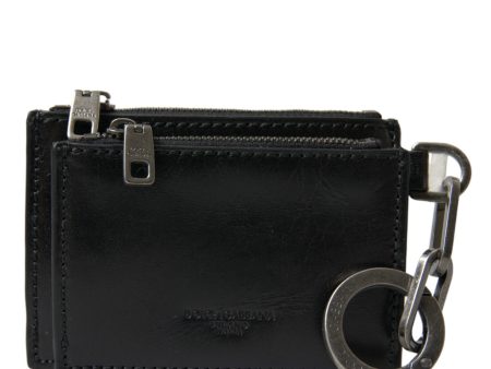 Dolce & Gabbana Black Leather Zip Logo Keyring Coin Purse Keyring Men s Wallet on Sale