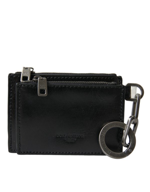 Dolce & Gabbana Black Leather Zip Logo Keyring Coin Purse Keyring Men s Wallet on Sale