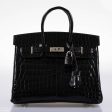 Hermes Birkin 25 Shiny Black Niloticus Crocodile with Palladium Hardware - 2019, D Supply