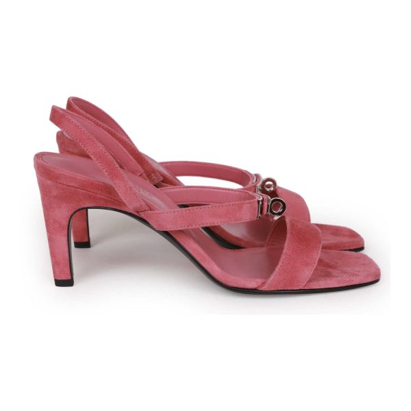 Hermes Glamour 75 High Heels Rose Aphrodite Suede 38 on Sale