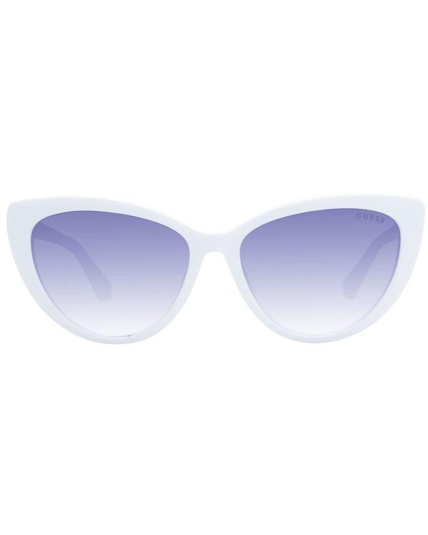 Guess  GU7681 CatEye Sunglasses for Women - White Frame with Blue Leopard Print Temples Online