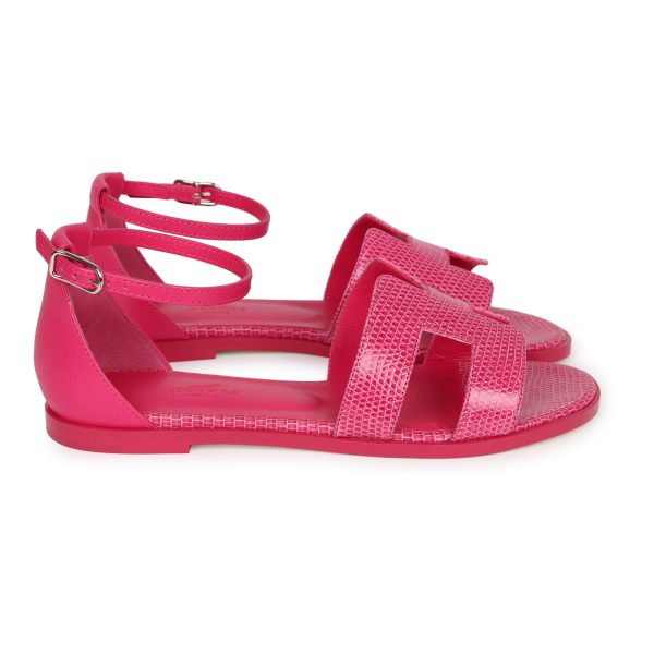 Hermes Santorini Sandals Rose Flash Lizard Palladium Hardware 36 Online now