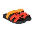 Hermes Chypre Techno Sandal Sunset & Rouge Ecarlate Suede Palladium Hardware 37.5 EU Cheap