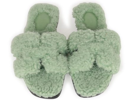 Hermes Oran Sandals Vert D eau Woolskin 35 For Cheap