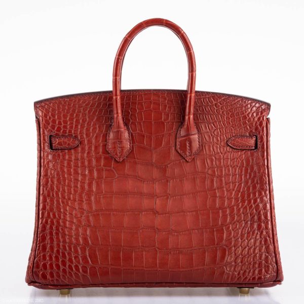 Hermes Birkin 25 Rouge H Verso Orange Alligator Gold Hardware on Sale