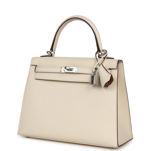 Hermes Kelly Sellier 25 Nata Verso Epsom Palladium Hardware Hot on Sale