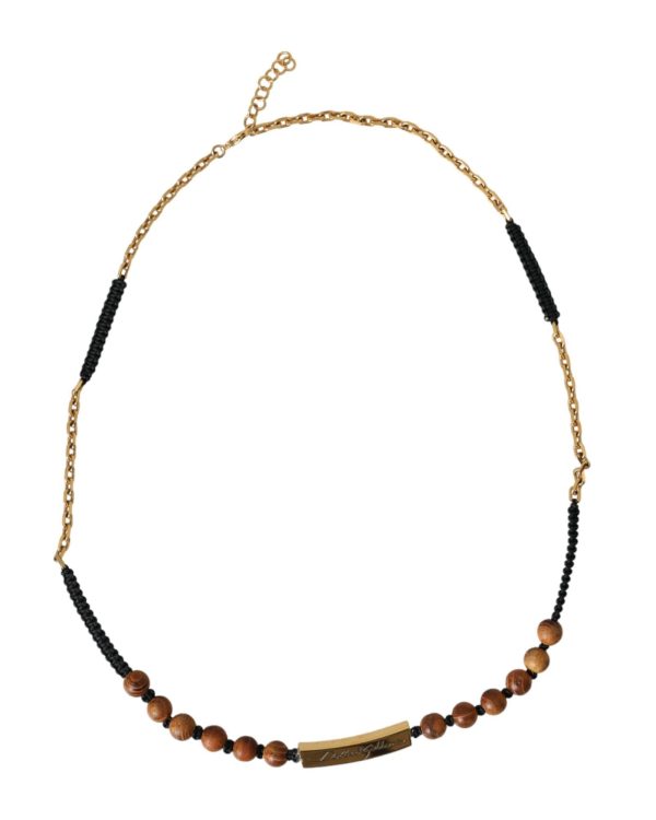 Dolce & Gabbana  Wood and Gold Chain Necklace for Men Online now