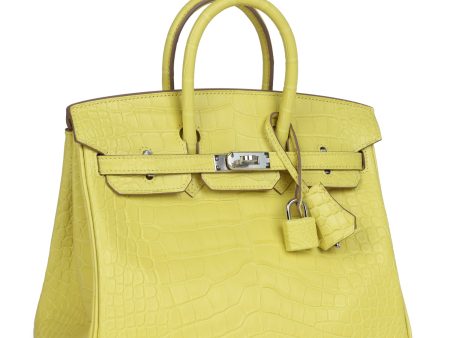 Hermes Birkin 25 Lime Matte Alligator Palladium Hardware Discount