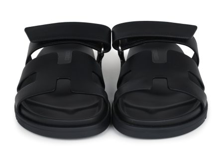 Hermes Chypre Techno Sandals Black Calfskin Palladium Hardware 37 EU Online Hot Sale