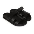 Hermes Chypre Sandals Black Calfskin Palladium Hardware 34.5 EU Sale