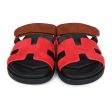 Hermes Chypre Techno Sandal Rouge Cinetique & Gold Suede Palladium Hardware 38.5 EU Cheap