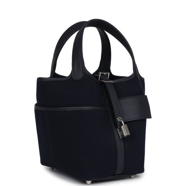 Hermes Picotin Cargo 18 Caban Swift and Black Toile Canvas Palladium Hardware Online