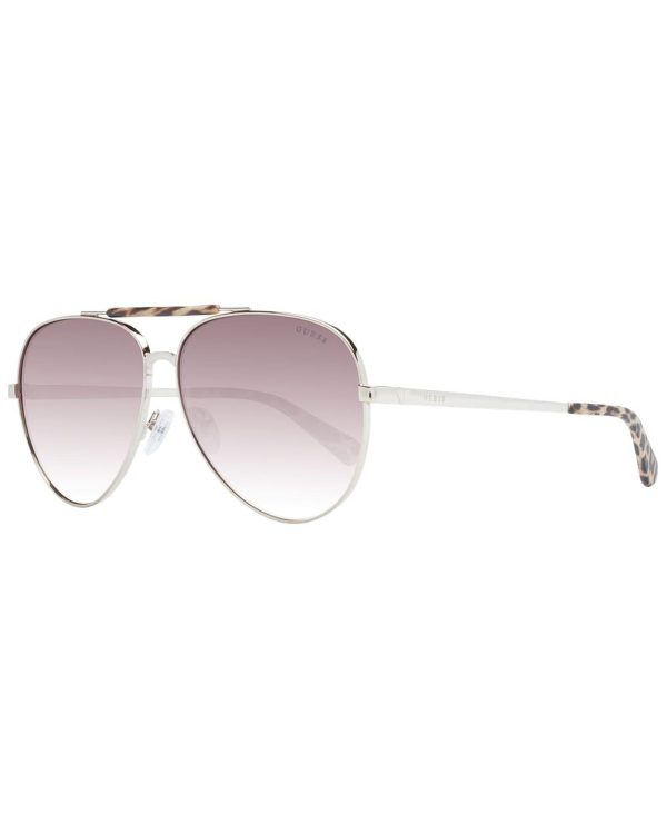 Guess  GU7644 Aviator Sunglasses for Women Silver Leopard Print Temples Online Hot Sale