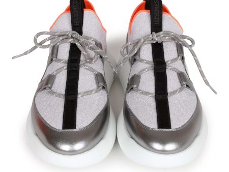 Hermes Duel Sneakers Silver, Black, and Orange Calfskin and Rubber 40 Sale