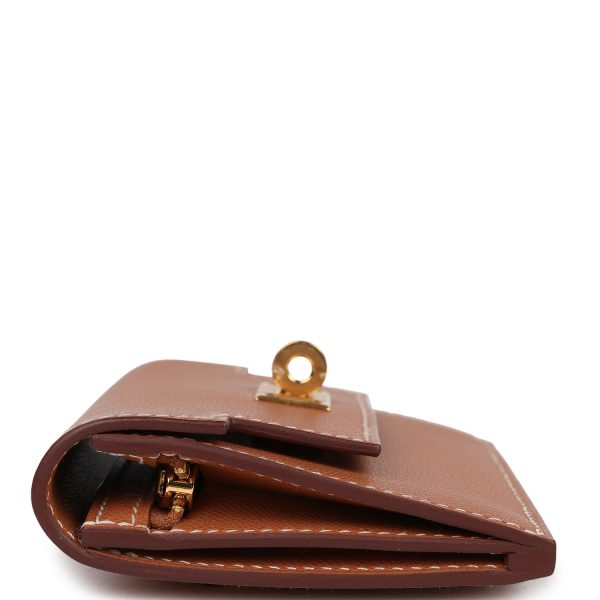 Hermes Kelly Pocket Slim Wallet Gold Epsom Gold Hardware Online