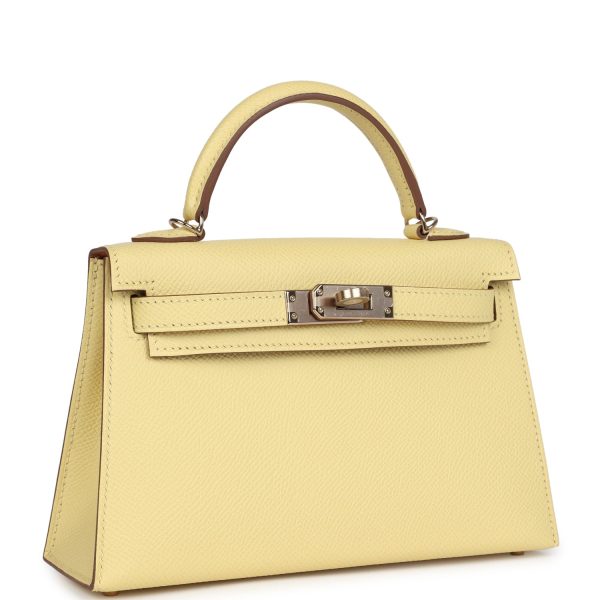 Hermes Special Order (HSS) Kelly Sellier 20 Jaune Poussin Verso Epsom Permabrass Hardware on Sale