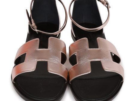 Hermes Santorini Sandals Metallic Pink 37 For Cheap