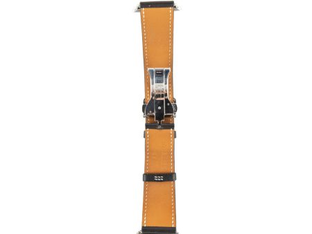 Hermes Ebene Barenia Leather Apple Watch Deployment Watch Strap 42 MM For Cheap