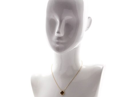 Van Cleef & Arpels Tiger s Eye & 18K Gold Vintage Alhambra Pendant Necklace For Discount