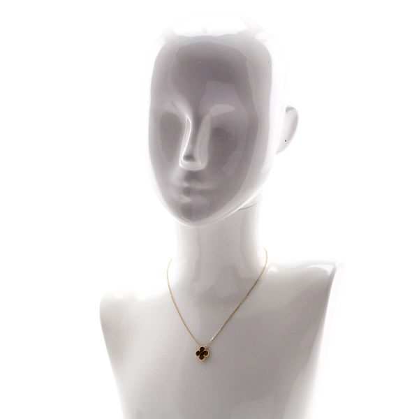 Van Cleef & Arpels Tiger s Eye & 18K Gold Vintage Alhambra Pendant Necklace For Discount